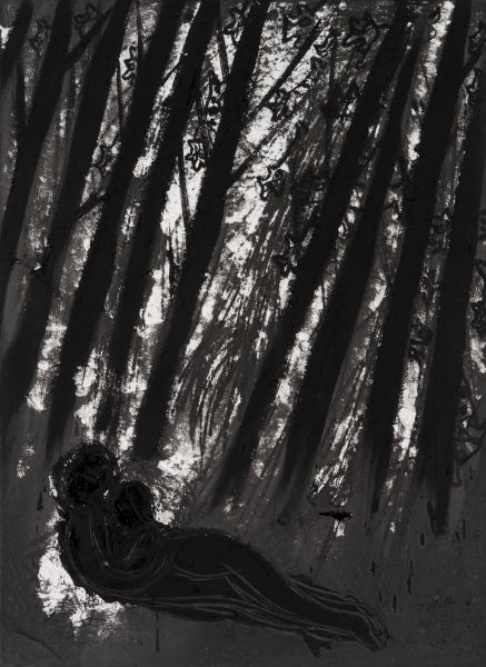 Black tears, 2008, Acrylic Ink on paper, 100x71cm